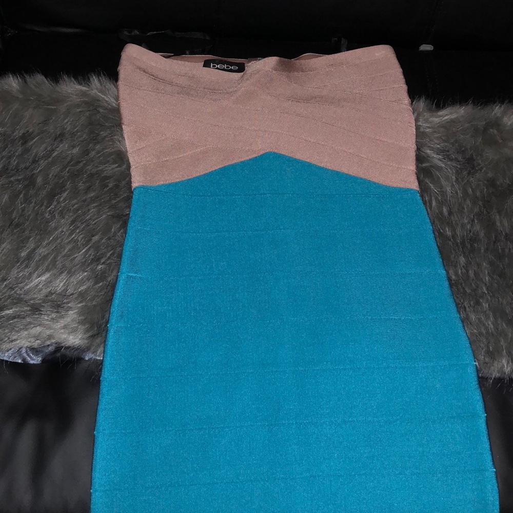 Bebe color block dress. Gray and Turquoise